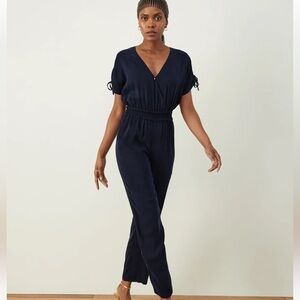 Aday Black cool intention Jumpsuit with V-Neck elastic waist 3pockets size M